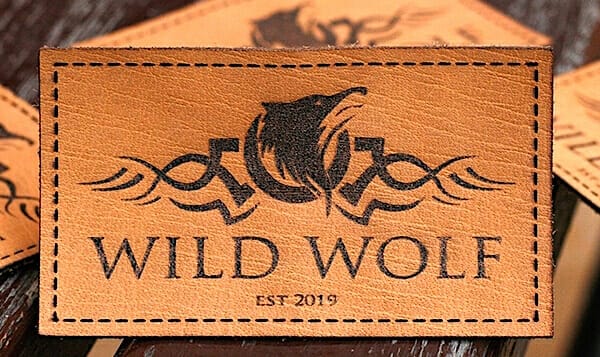 sew on lasered custom leather patch