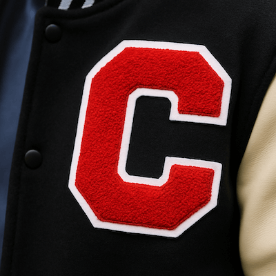 C chenille patch on jacket