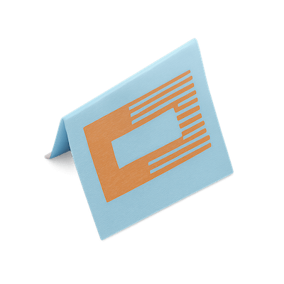 blue and orange custom woven hat label