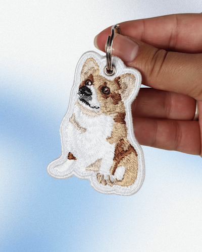 custom dog embroidered keychain