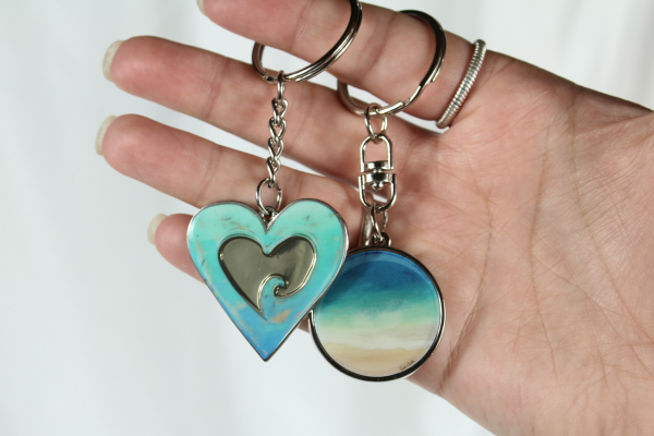 printed waves metal keychains