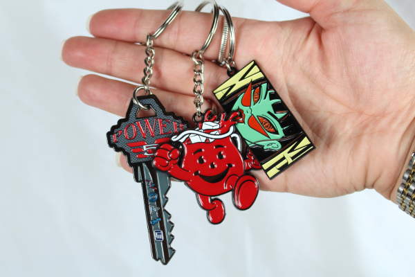 group of soft enamel metal keychains