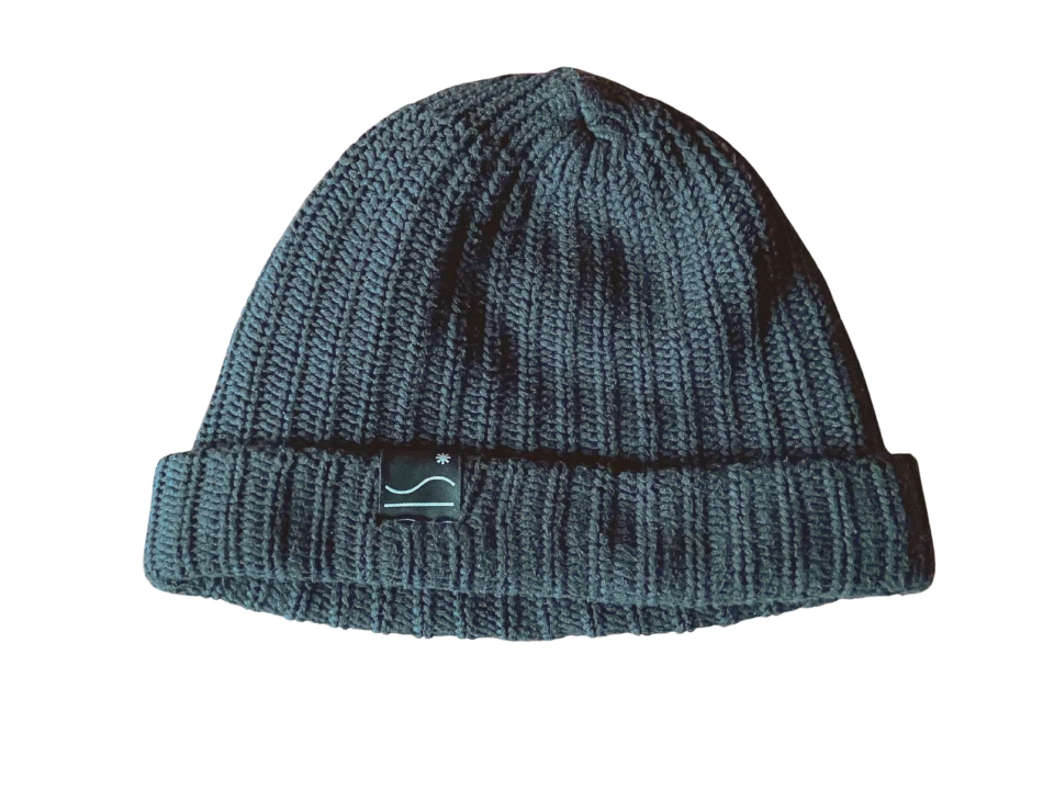 custom fisherman beanie dark grey with clip label