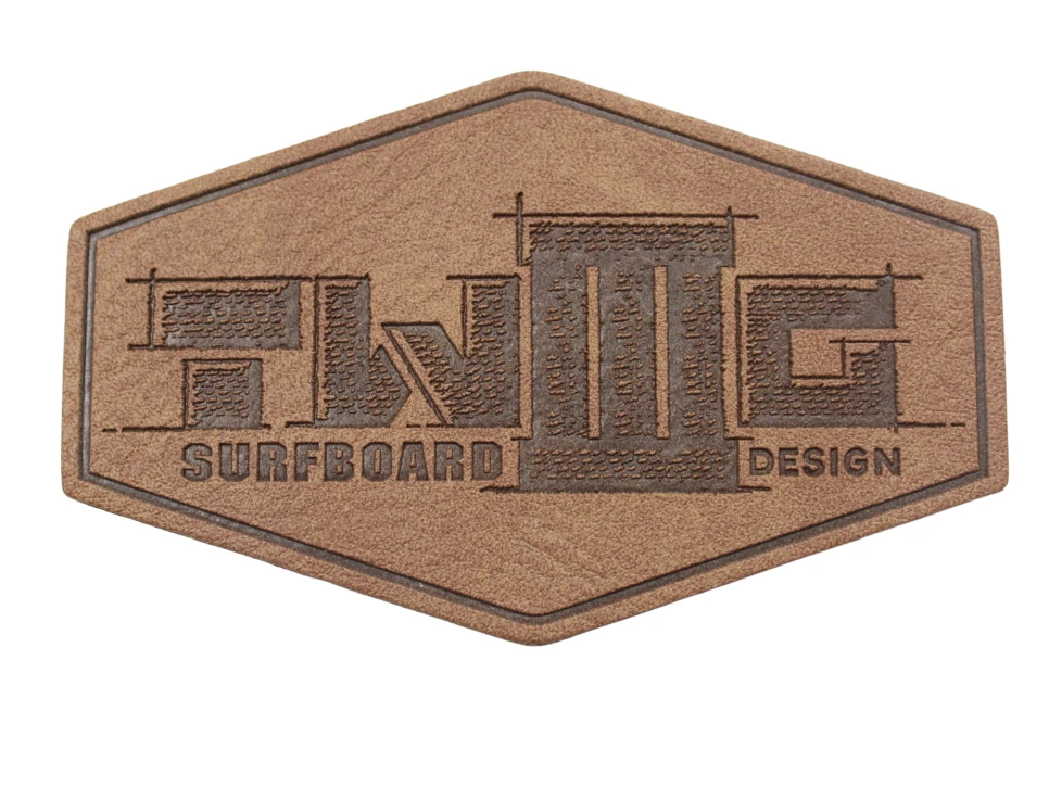 engraved leather surfboard patch