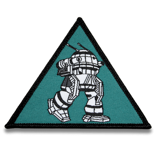 robot green woven patch