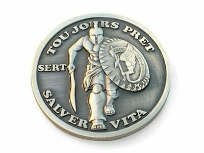 custom coin with roman soldier