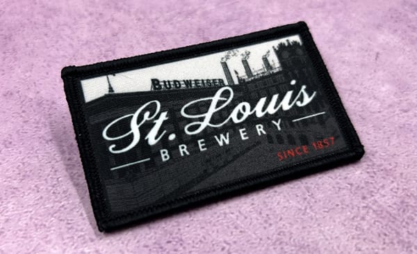 dye sublimated patch with merrow border for St. Louis Brewery