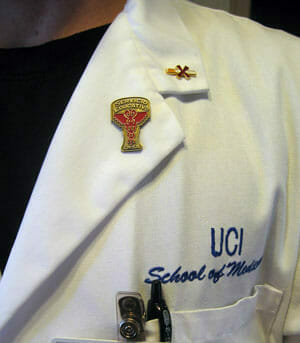 medical pin on uniform