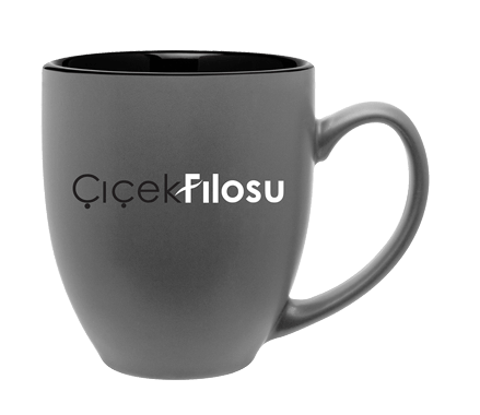 grey coffee mug with logo