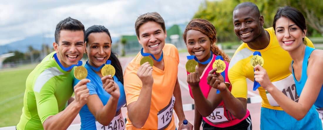 people with race medals
