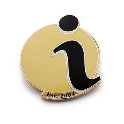 hard enamel lapel pin with black and yellow I