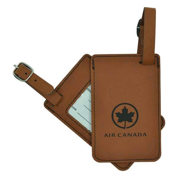 leather luggage tags with air canada logo
