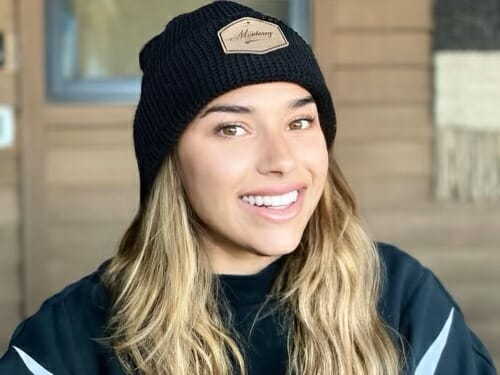 girl with patch beanie