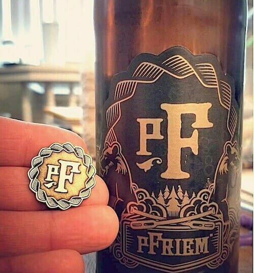 pfreim beer logo pin