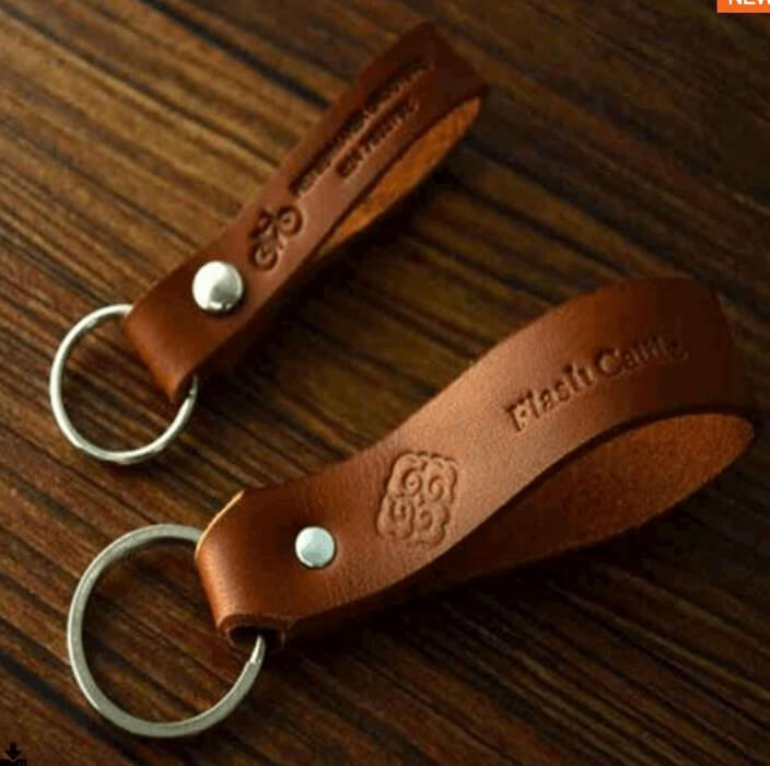 embossed leather keychain